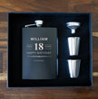 18th Birthday Hip Flask Gift Set Whiskey Label Themed