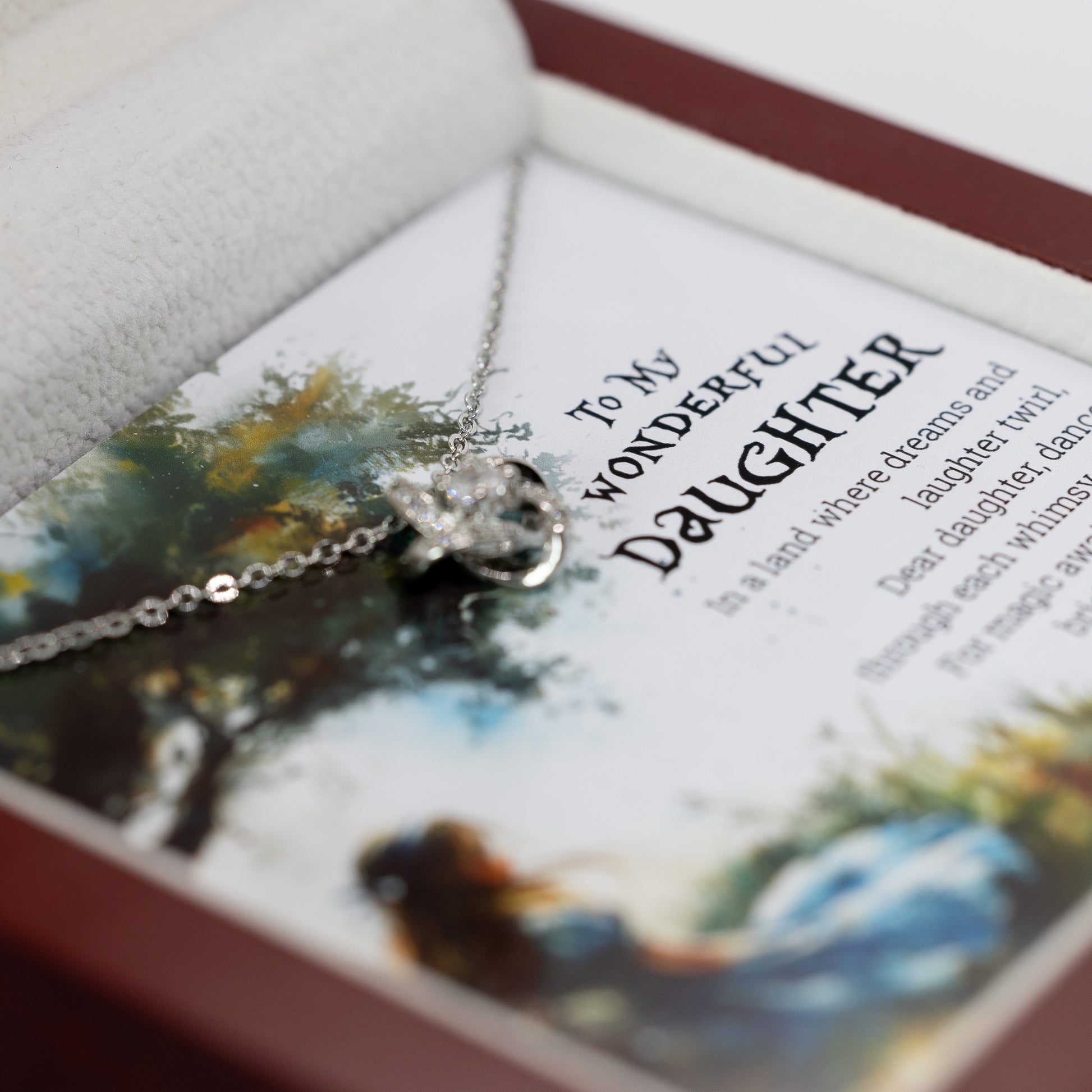 Daughter Gifts, Sterling Silver Necklace with personalised Message Card Gift