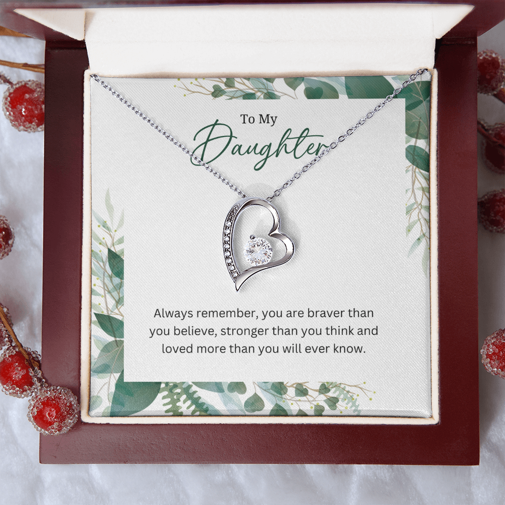 Silver Heart Necklace For Daughter -Gift Jewellery from Mum, Dad with Message Card & Gift Box