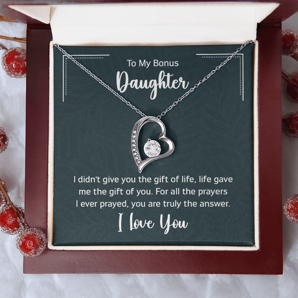To My Bonus Daughter Beautiful Heart Necklace for Daughter-In-Law