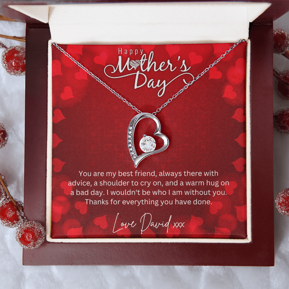 Happy Mothers Day - Choice Of Silver Necklace with Custom Message Card in Beautiful Box - Gift From Son, Daughter - Jewellery Gift For Mum