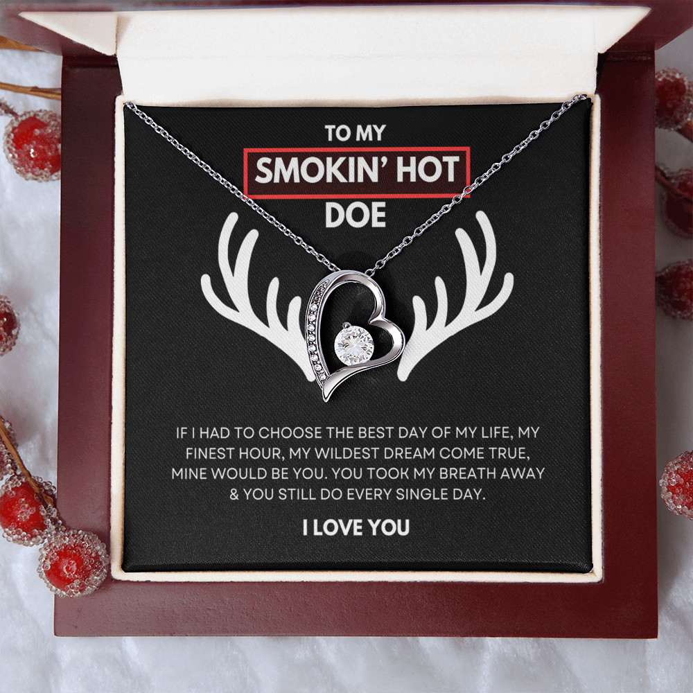 Hunting Themed Gift For Her - Sterling Silver Necklace - Smokin Hot Doe - Personalised  Gift for Wife, Girlfriend
