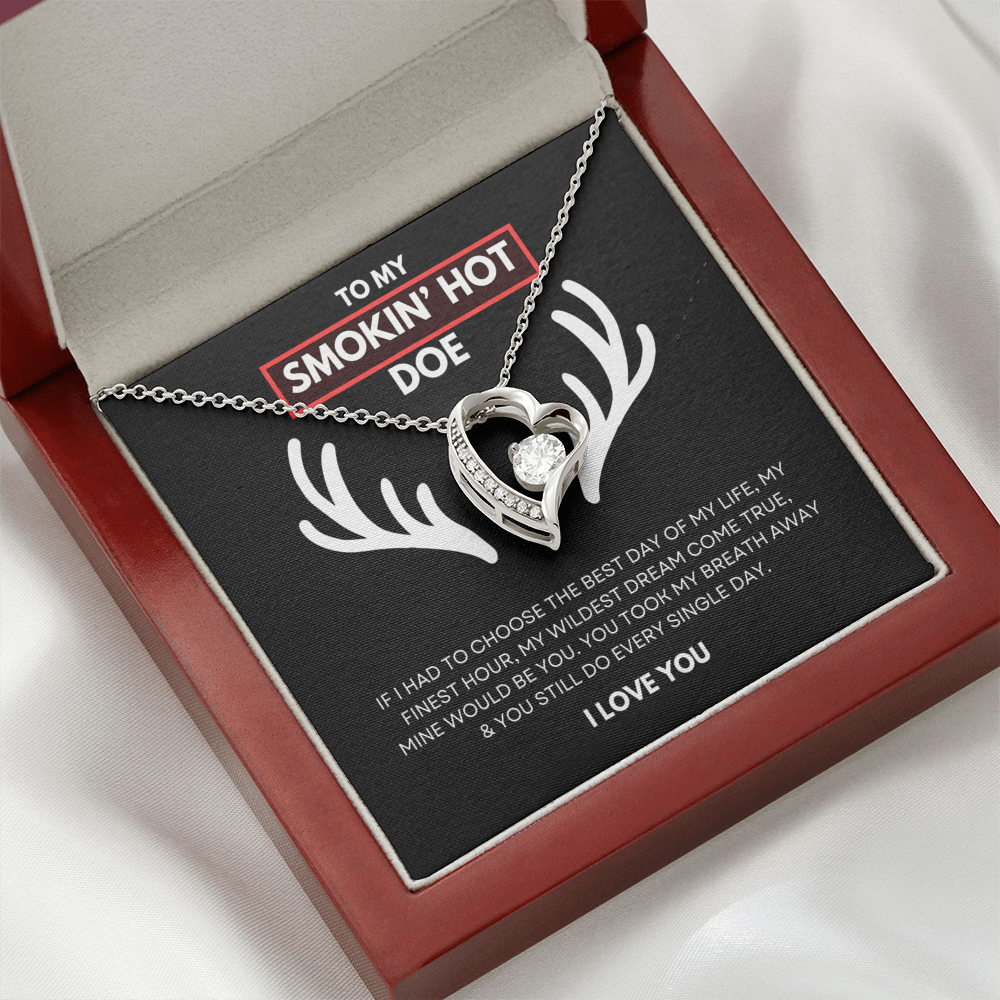 Hunting Themed Gift For Her - Sterling Silver Necklace - Smokin Hot Doe - Personalised  Gift for Wife, Girlfriend