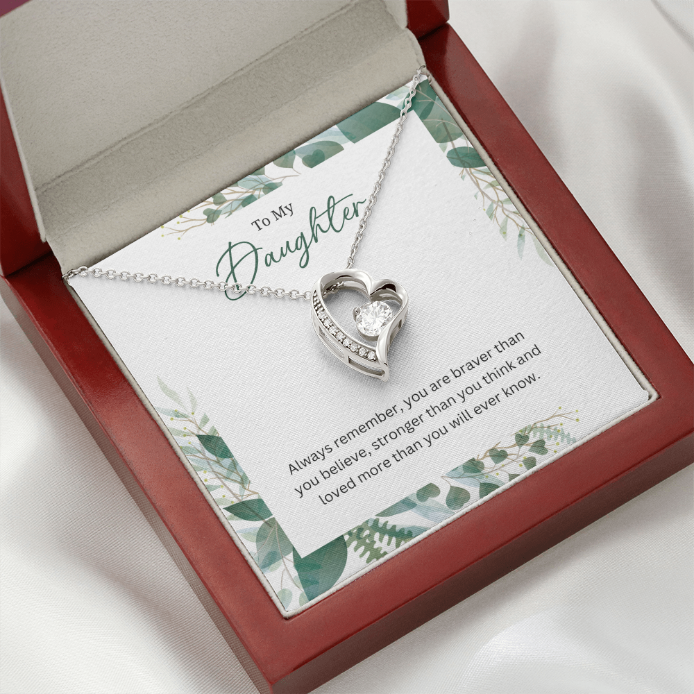 Silver Heart Necklace For Daughter -Gift Jewellery from Mum, Dad with Message Card & Gift Box