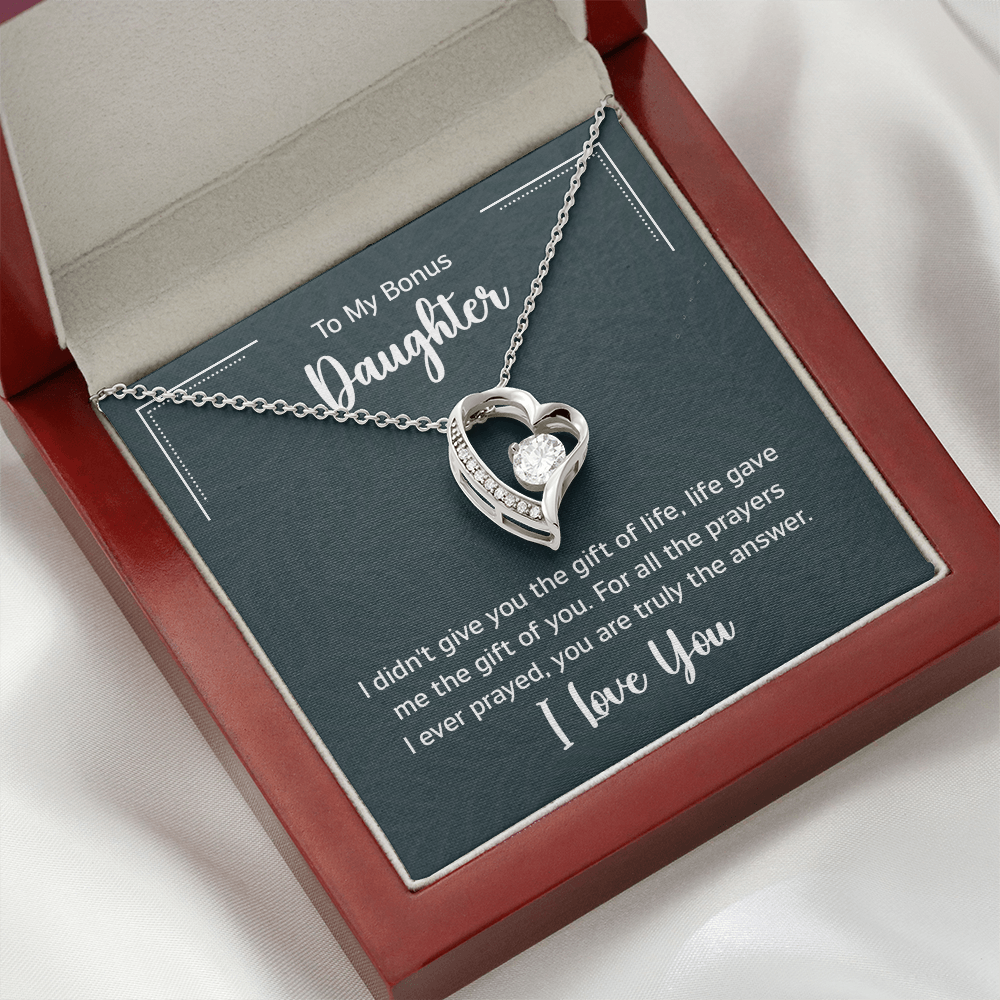 To My Bonus Daughter Beautiful Heart Necklace for Daughter-In-Law