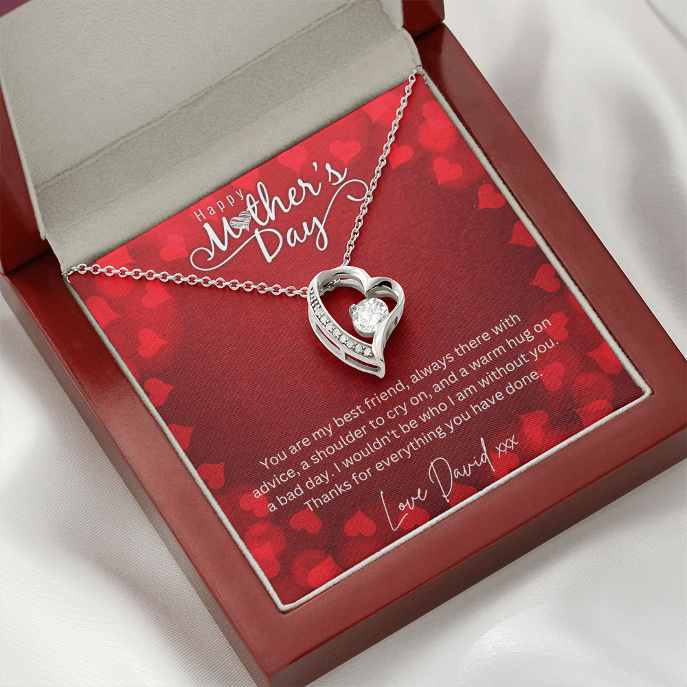 Happy Mothers Day - Choice Of Silver Necklace with Custom Message Card in Beautiful Box - Gift From Son, Daughter - Jewellery Gift For Mum