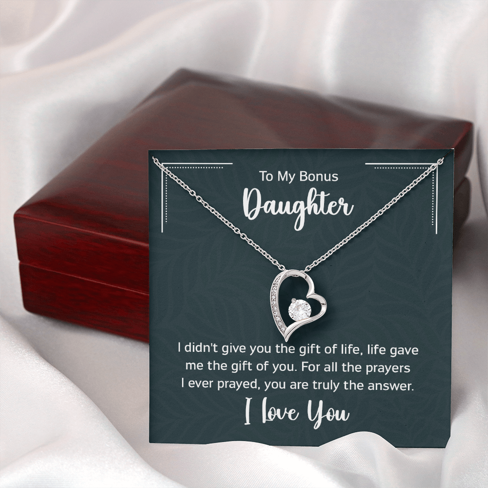 To My Bonus Daughter Beautiful Heart Necklace for Daughter-In-Law