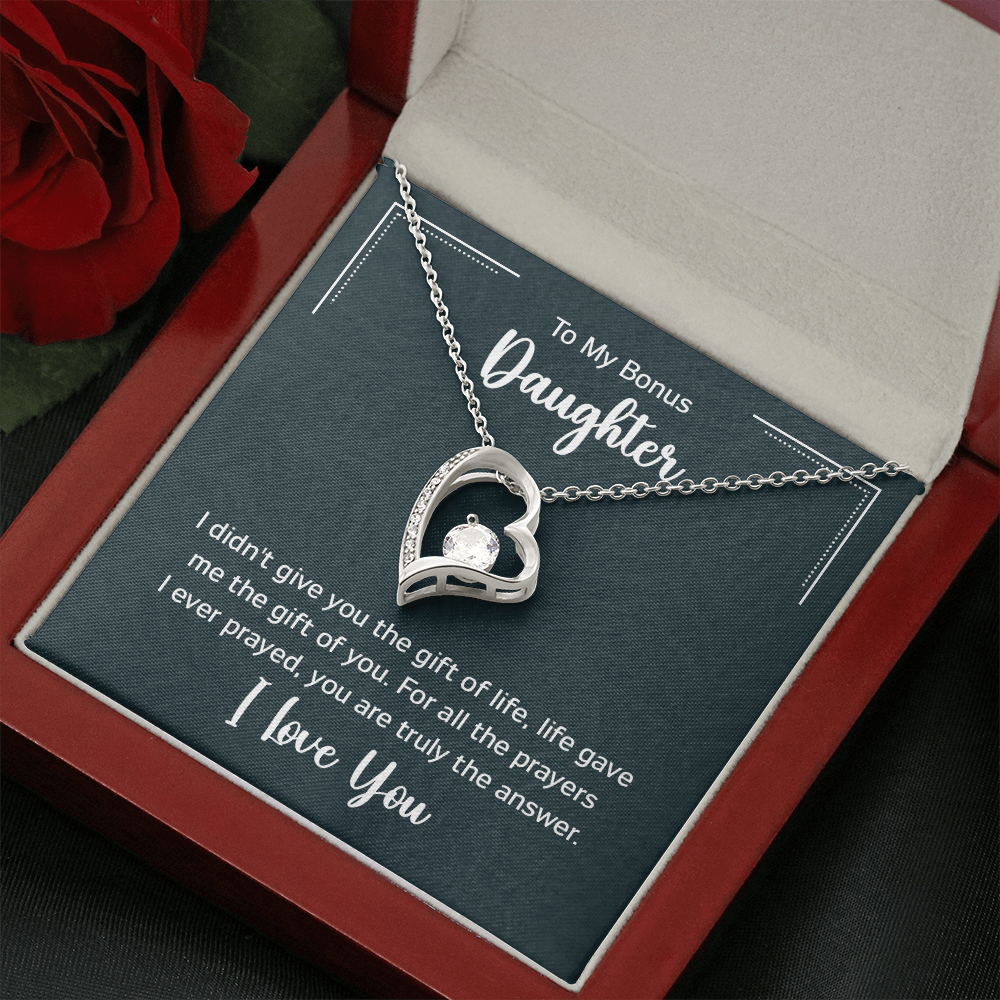 To My Bonus Daughter Beautiful Heart Necklace for Daughter-In-Law