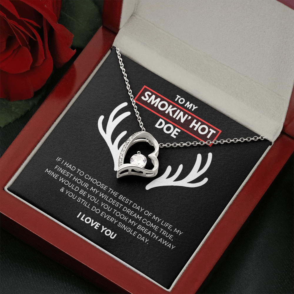 Hunting Themed Gift For Her - Sterling Silver Necklace - Smokin Hot Doe - Personalised  Gift for Wife, Girlfriend