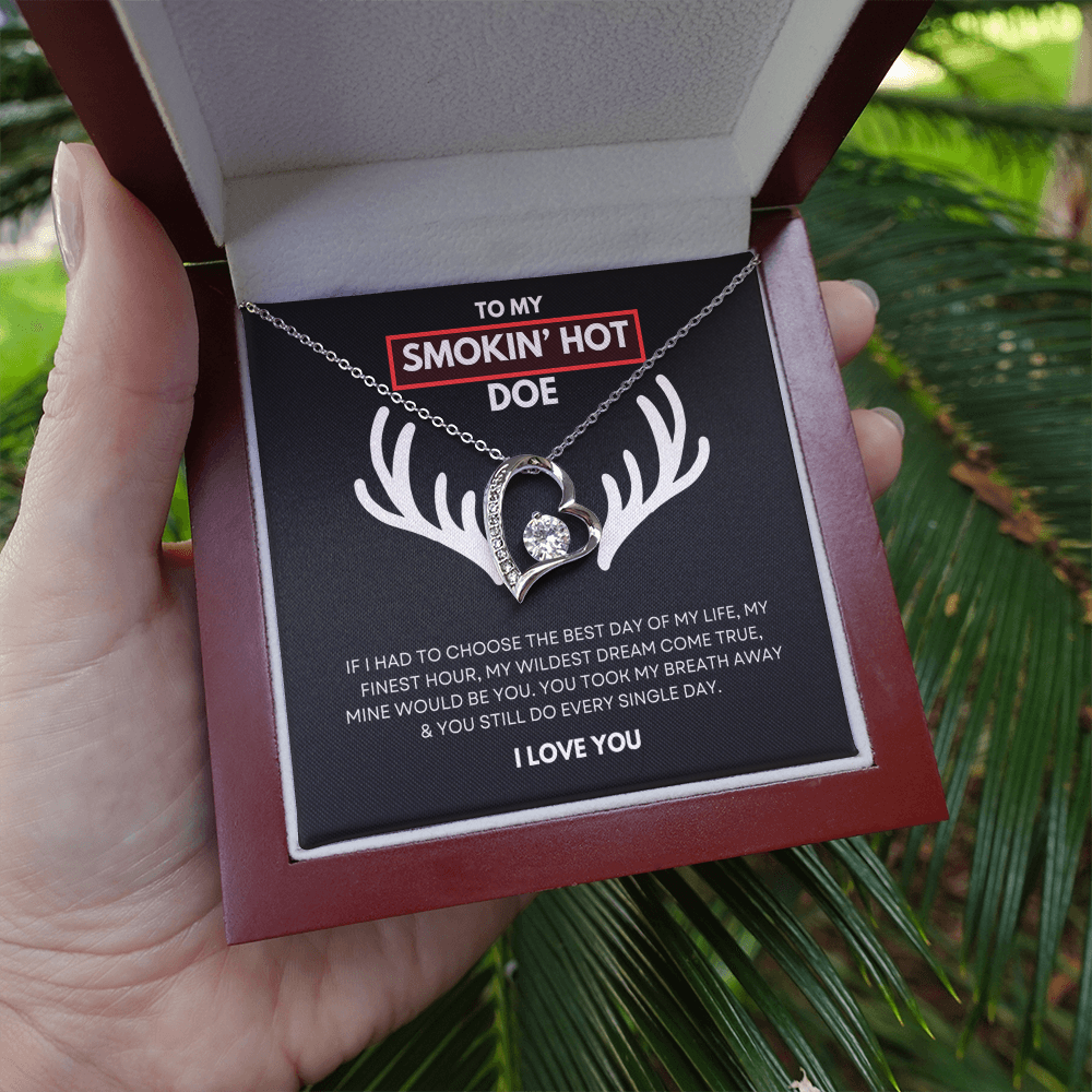 Hunting Themed Gift For Her - Sterling Silver Necklace - Smokin Hot Doe - Personalised  Gift for Wife, Girlfriend