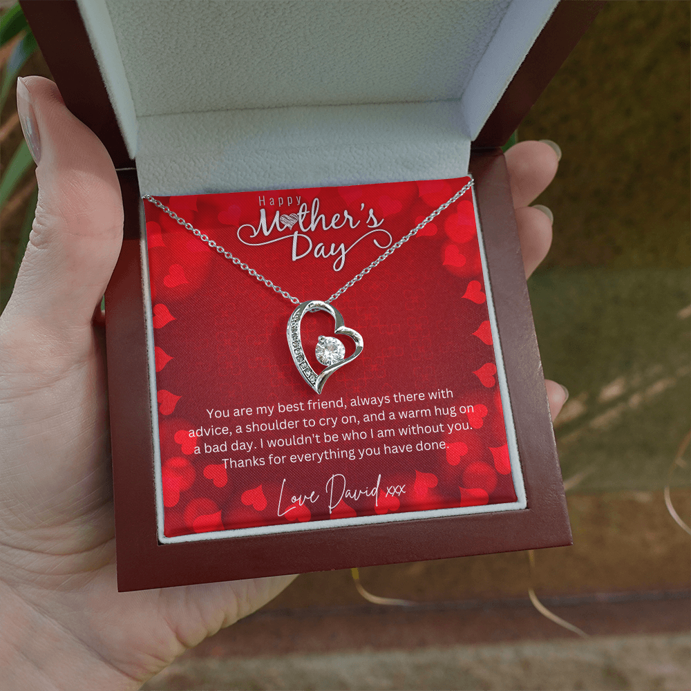 Happy Mothers Day - Choice Of Silver Necklace with Custom Message Card in Beautiful Box - Gift From Son, Daughter - Jewellery Gift For Mum