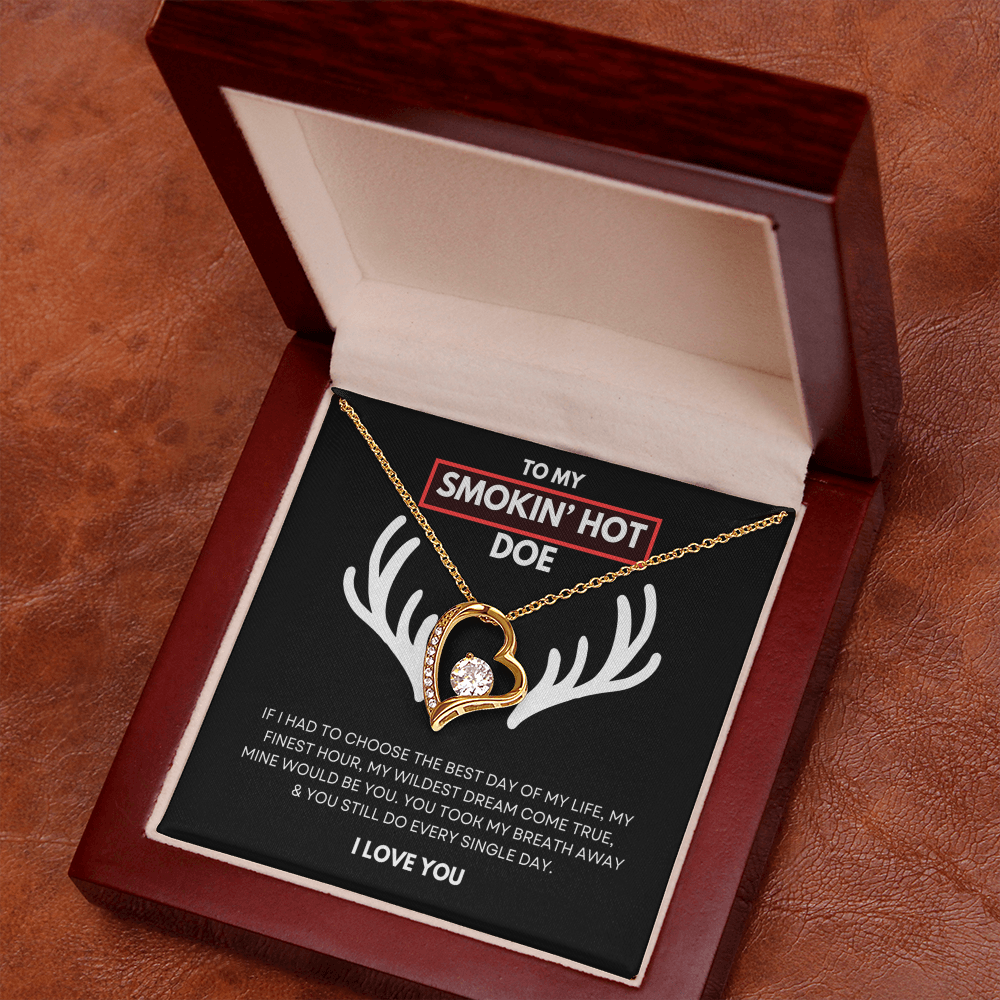 Hunting Themed Gift For Her - Sterling Silver Necklace - Smokin Hot Doe - Personalised  Gift for Wife, Girlfriend