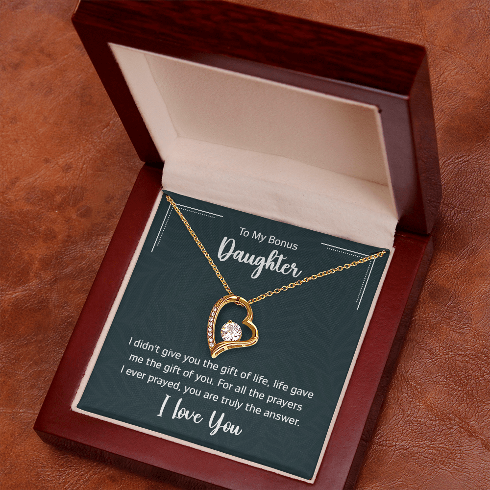 To My Bonus Daughter Beautiful Heart Necklace for Daughter-In-Law