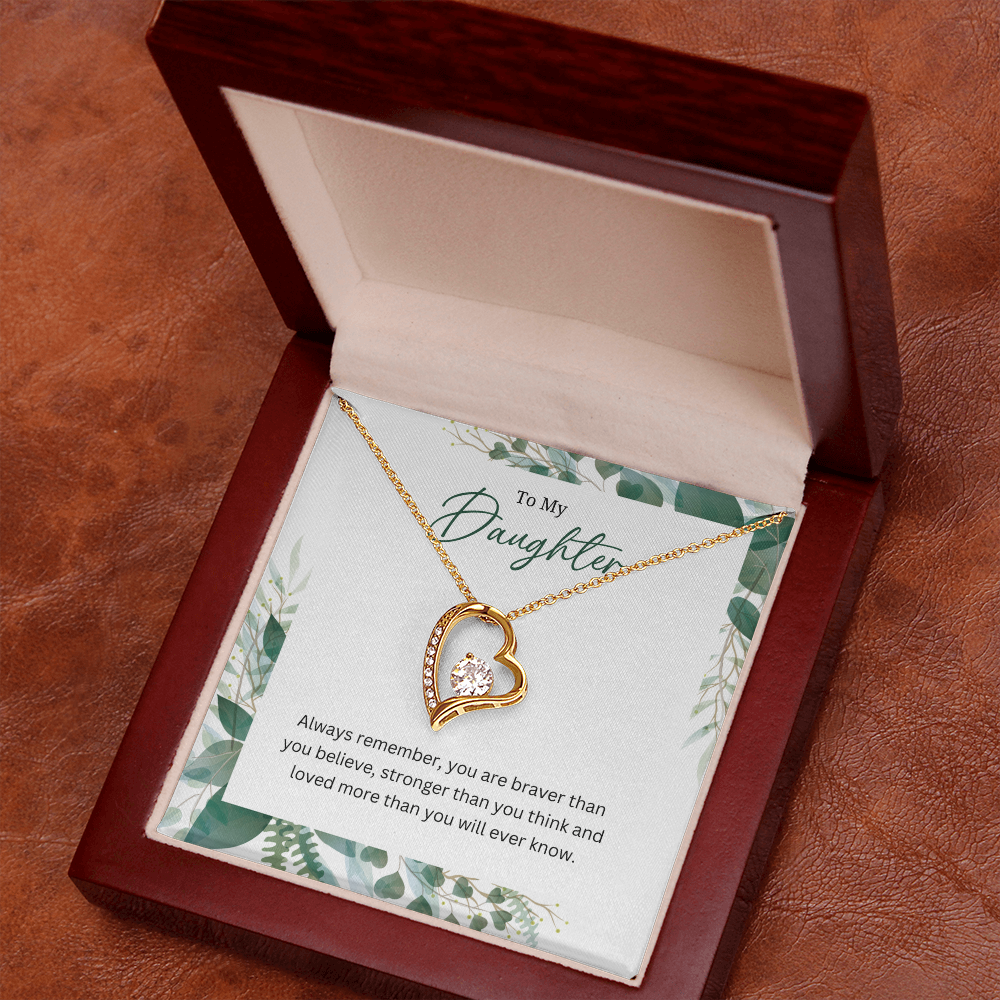 Silver Heart Necklace For Daughter -Gift Jewellery from Mum, Dad with Message Card & Gift Box
