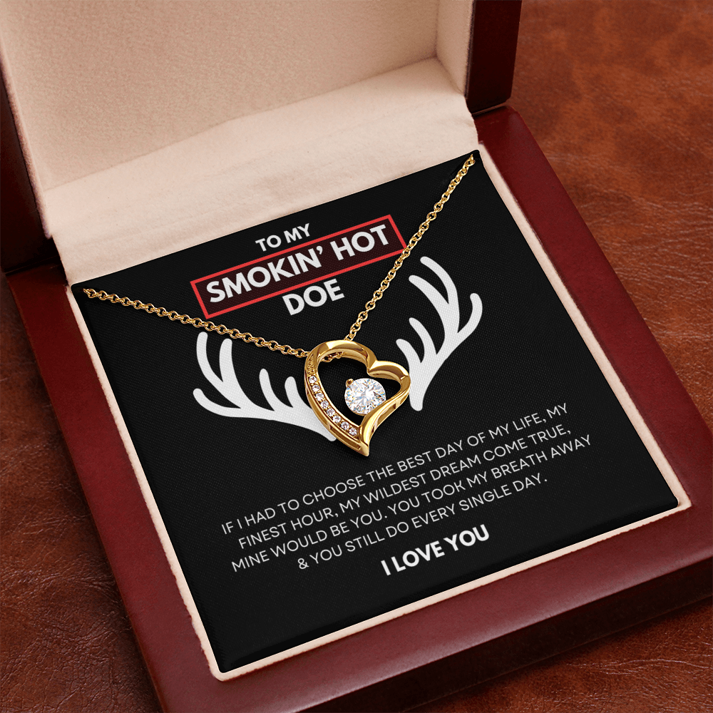 Hunting Themed Gift For Her - Sterling Silver Necklace - Smokin Hot Doe - Personalised  Gift for Wife, Girlfriend