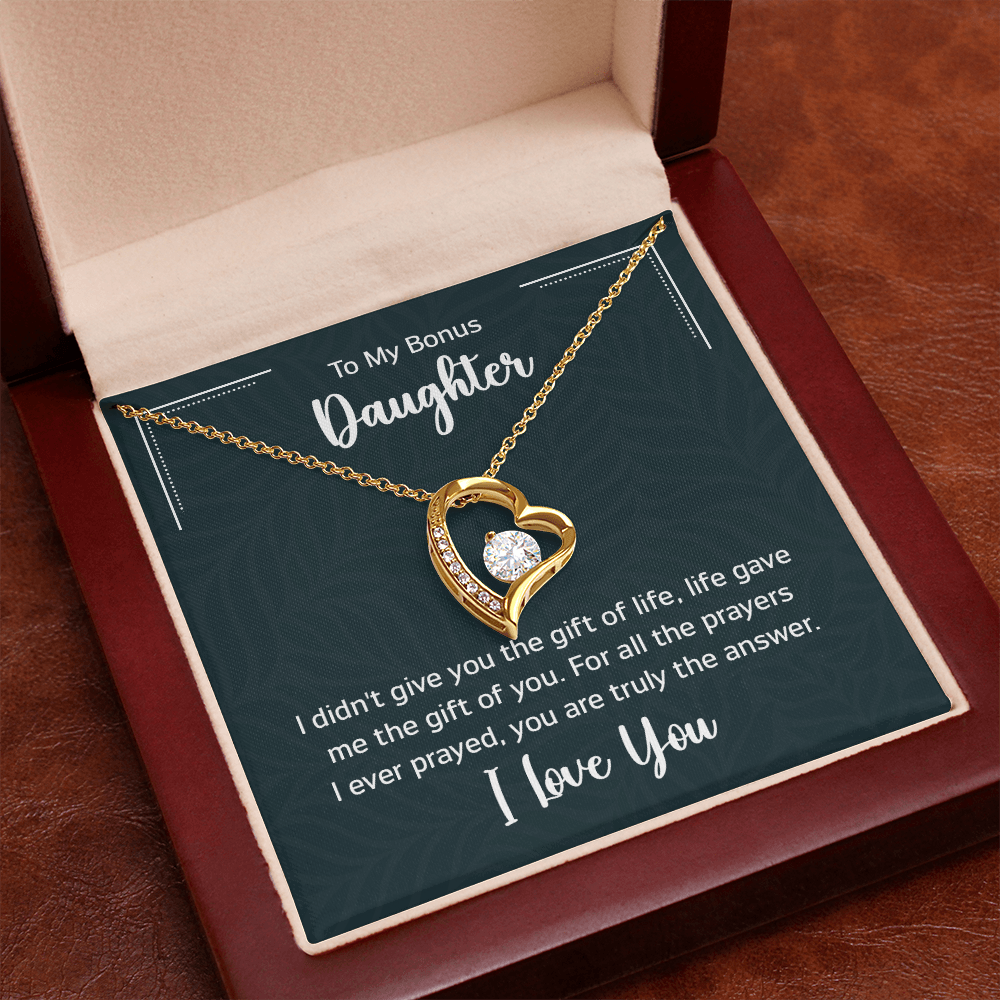 To My Bonus Daughter Beautiful Heart Necklace for Daughter-In-Law