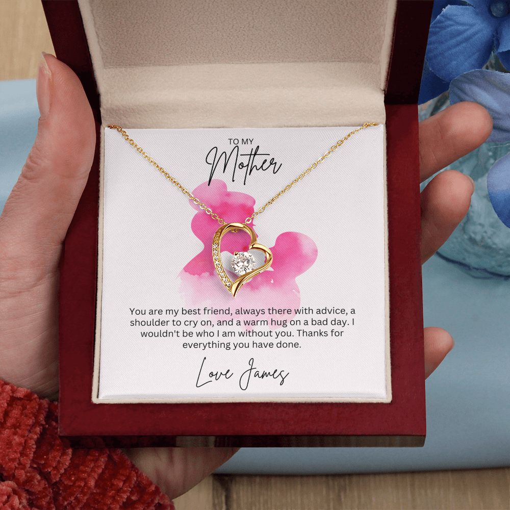 To My Mother Heart Shape Necklace Beautifully Gift Boxed