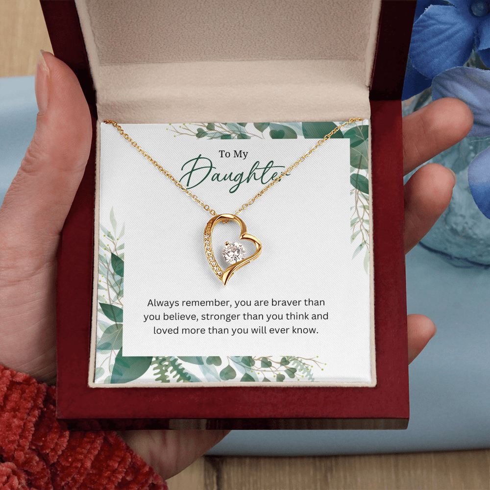 Silver Heart Necklace For Daughter -Gift Jewellery from Mum, Dad with Message Card & Gift Box