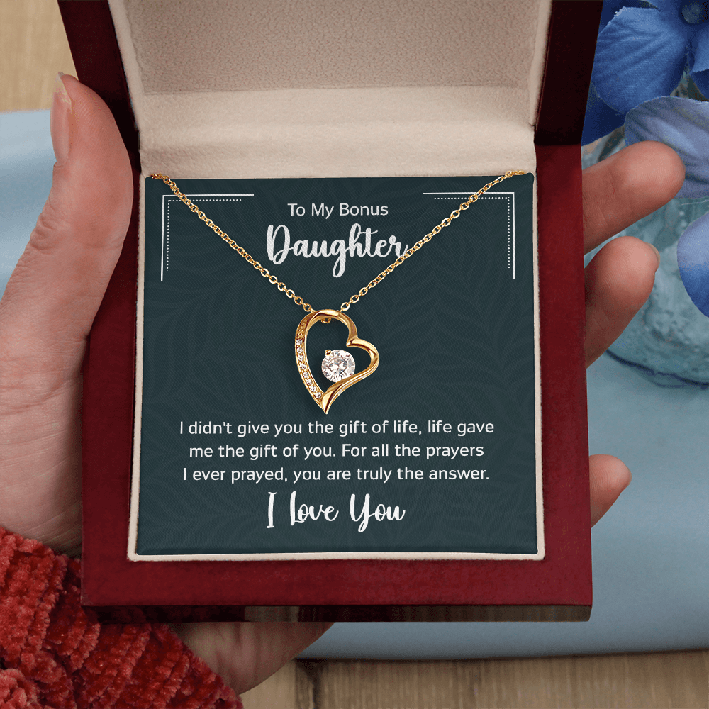 To My Bonus Daughter Beautiful Heart Necklace for Daughter-In-Law