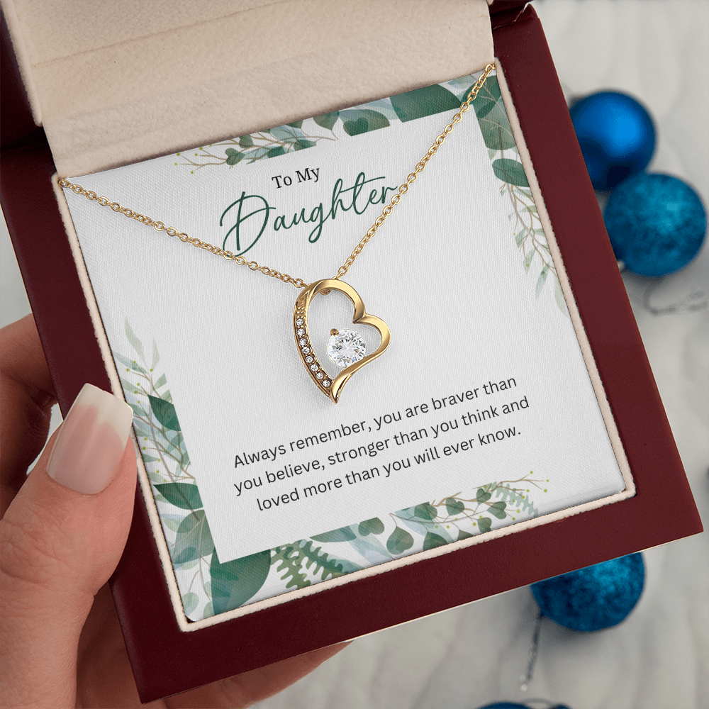 Silver Heart Necklace For Daughter -Gift Jewellery from Mum, Dad with Message Card & Gift Box