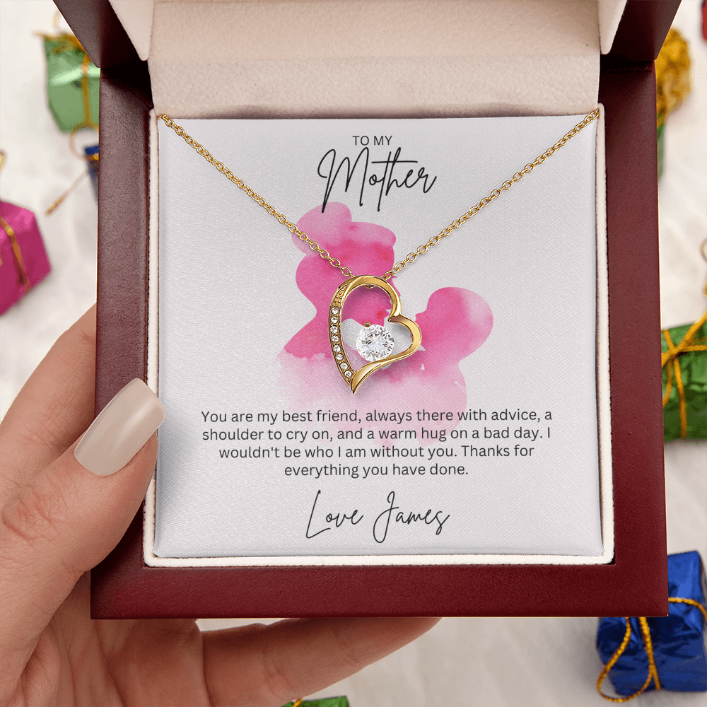 To My Mother Heart Shape Necklace Beautifully Gift Boxed