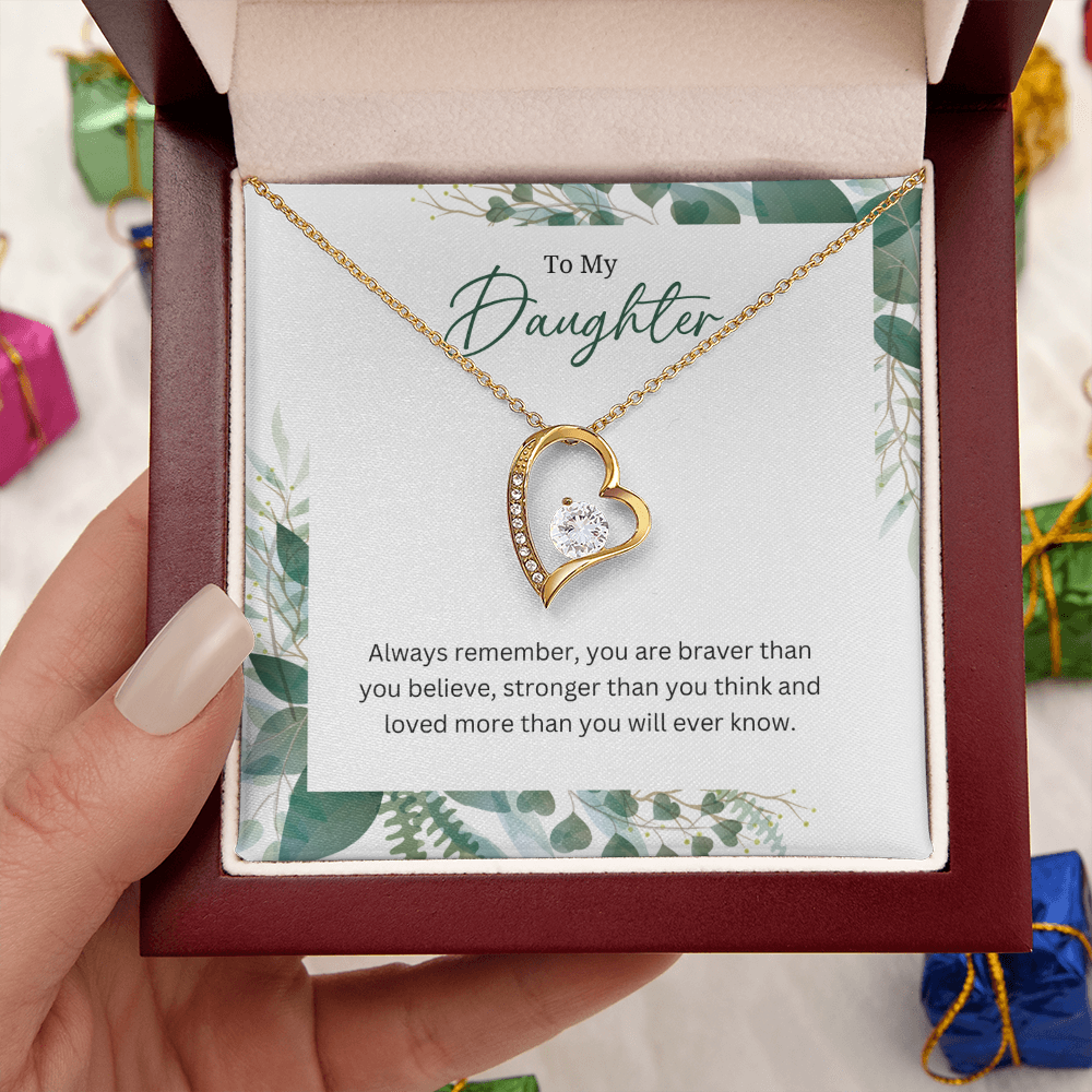 Silver Heart Necklace For Daughter -Gift Jewellery from Mum, Dad with Message Card & Gift Box