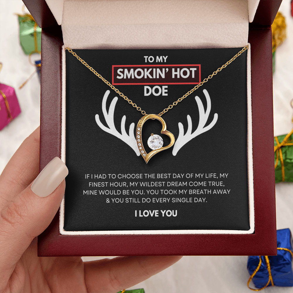 Hunting Themed Gift For Her - Sterling Silver Necklace - Smokin Hot Doe - Personalised  Gift for Wife, Girlfriend