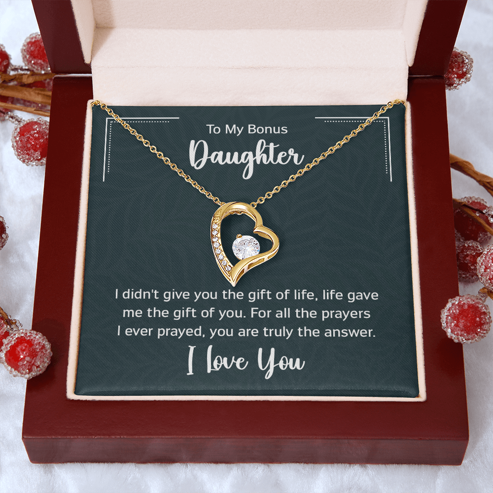 To My Bonus Daughter Beautiful Heart Necklace for Daughter-In-Law