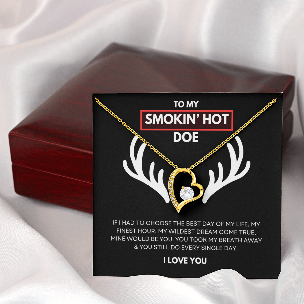 Hunting Themed Gift For Her - Sterling Silver Necklace - Smokin Hot Doe - Personalised  Gift for Wife, Girlfriend