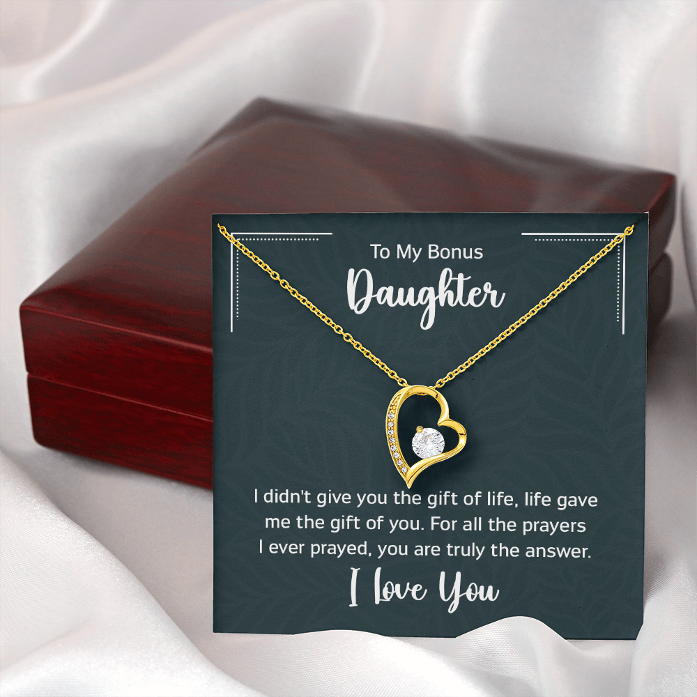 To My Bonus Daughter Beautiful Heart Necklace for Daughter-In-Law
