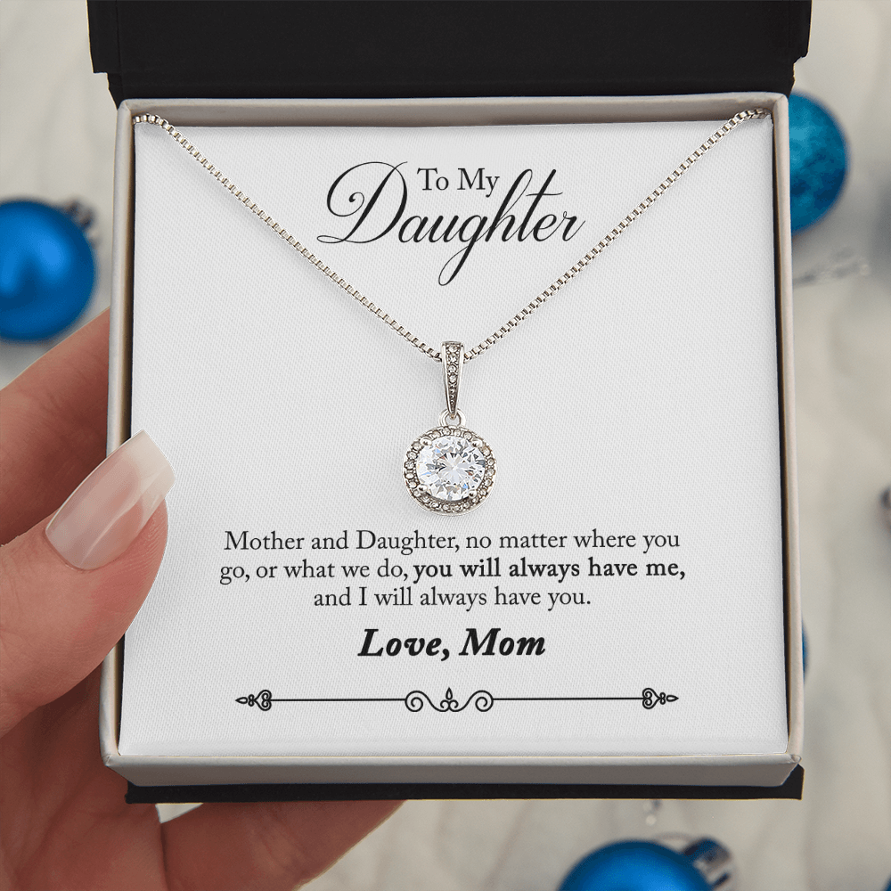 To My Daughter Love Mom - Beautiful Eternal Hope Gift Boxed Necklace