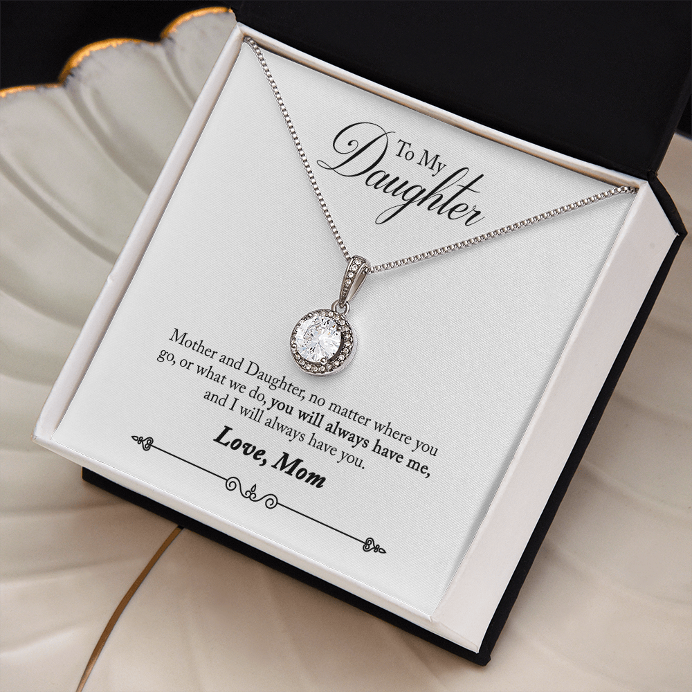 To My Daughter Love Mom - Beautiful Eternal Hope Gift Boxed Necklace