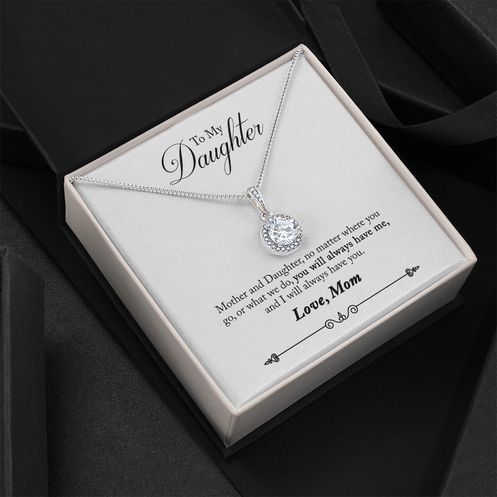 To My Daughter Love Mom - Beautiful Eternal Hope Gift Boxed Necklace