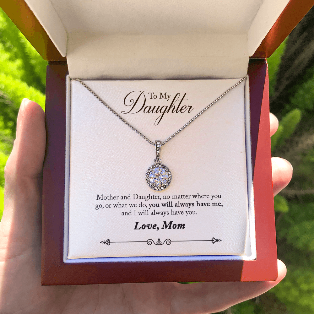 To My Daughter Love Mom - Beautiful Eternal Hope Gift Boxed Necklace