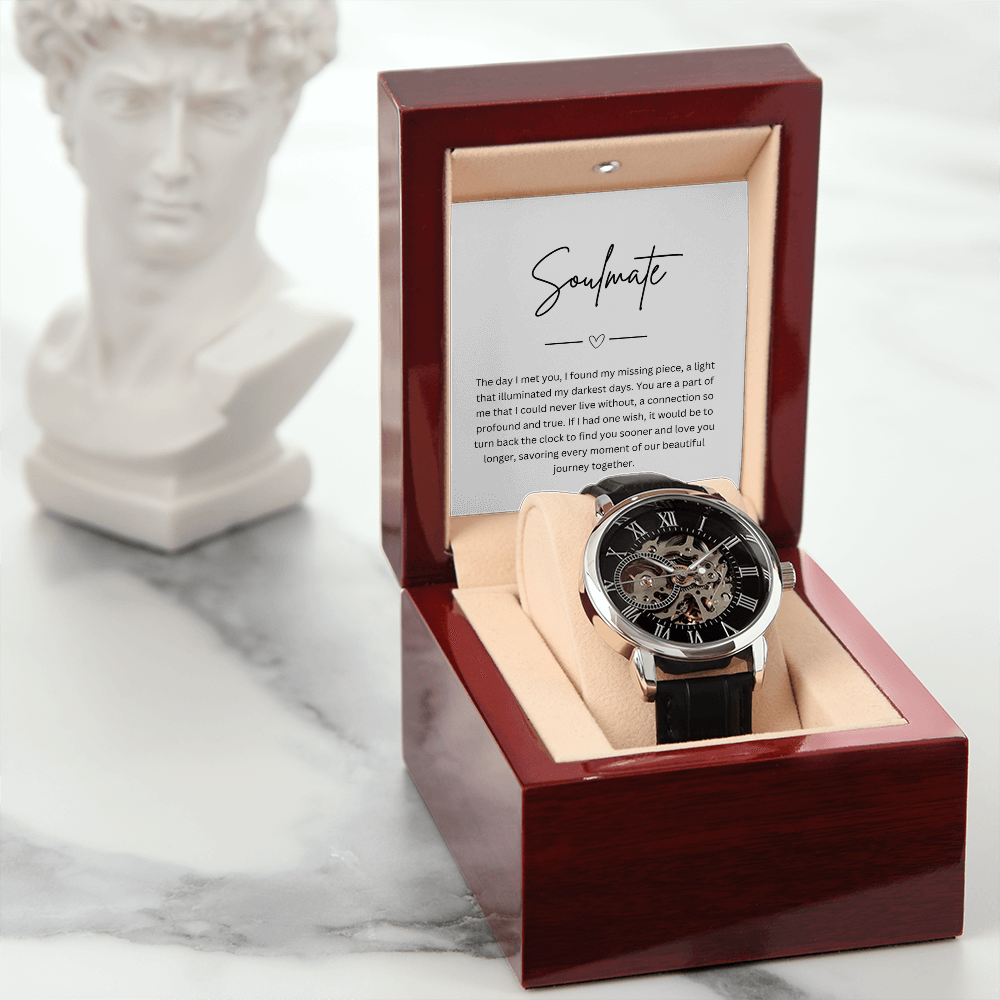 To My Soumate - Mens Quartz Watch with Personalized Message Card Boxed