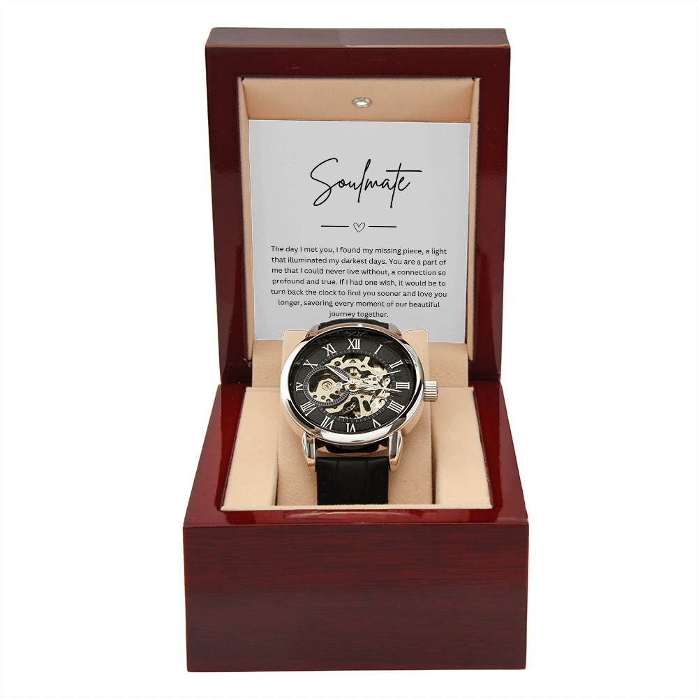 To My Soumate - Mens Quartz Watch with Personalized Message Card Boxed