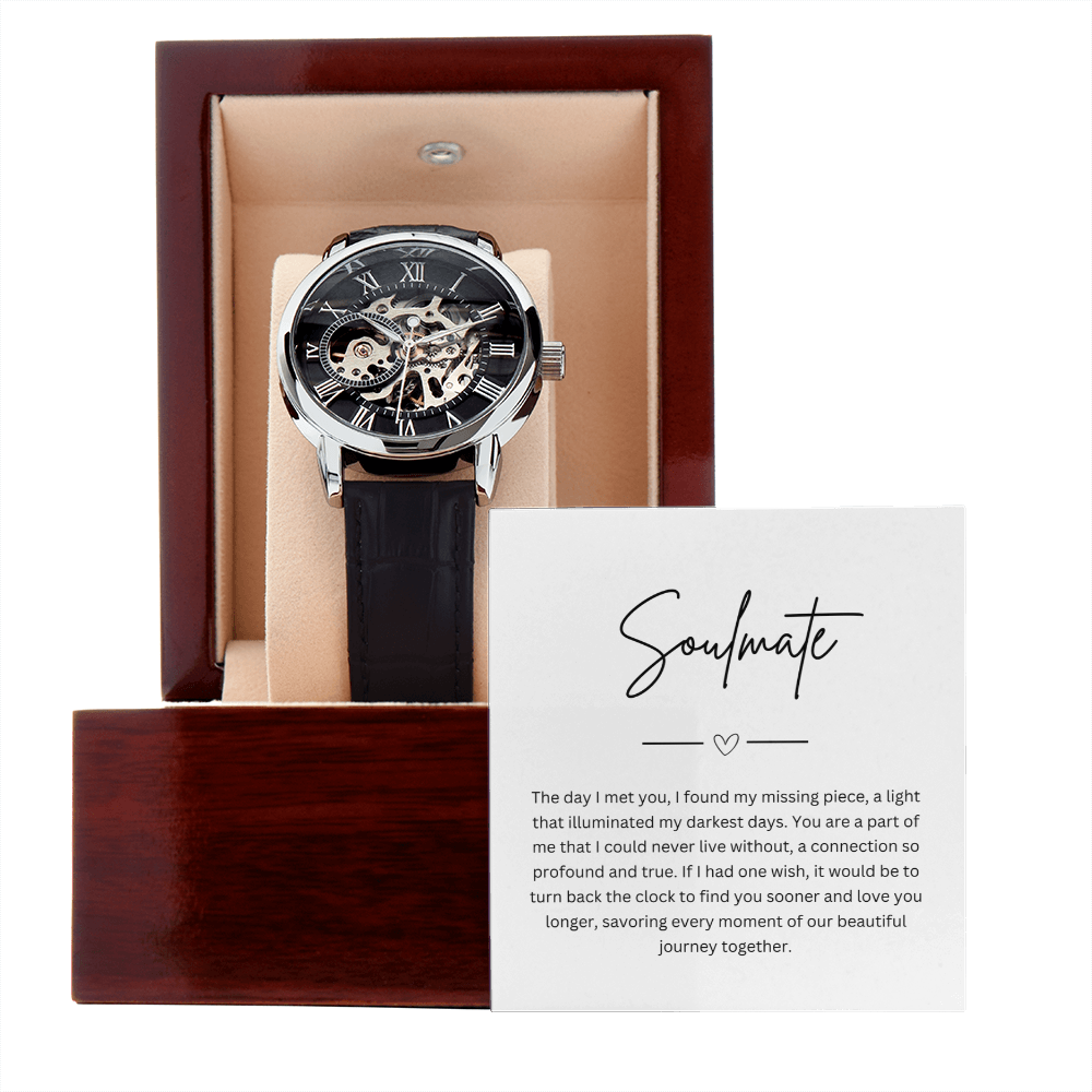 To My Soumate - Mens Quartz Watch with Personalized Message Card Boxed