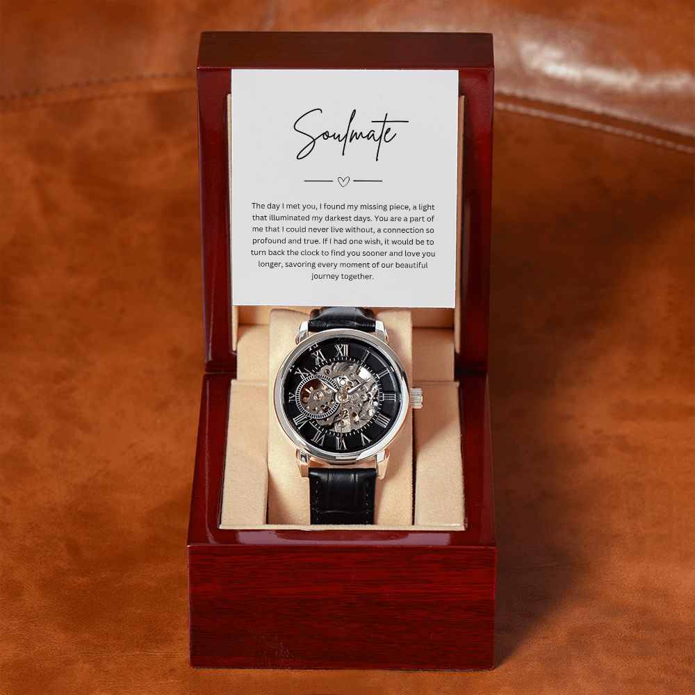 To My Soumate - Mens Quartz Watch with Personalized Message Card Boxed