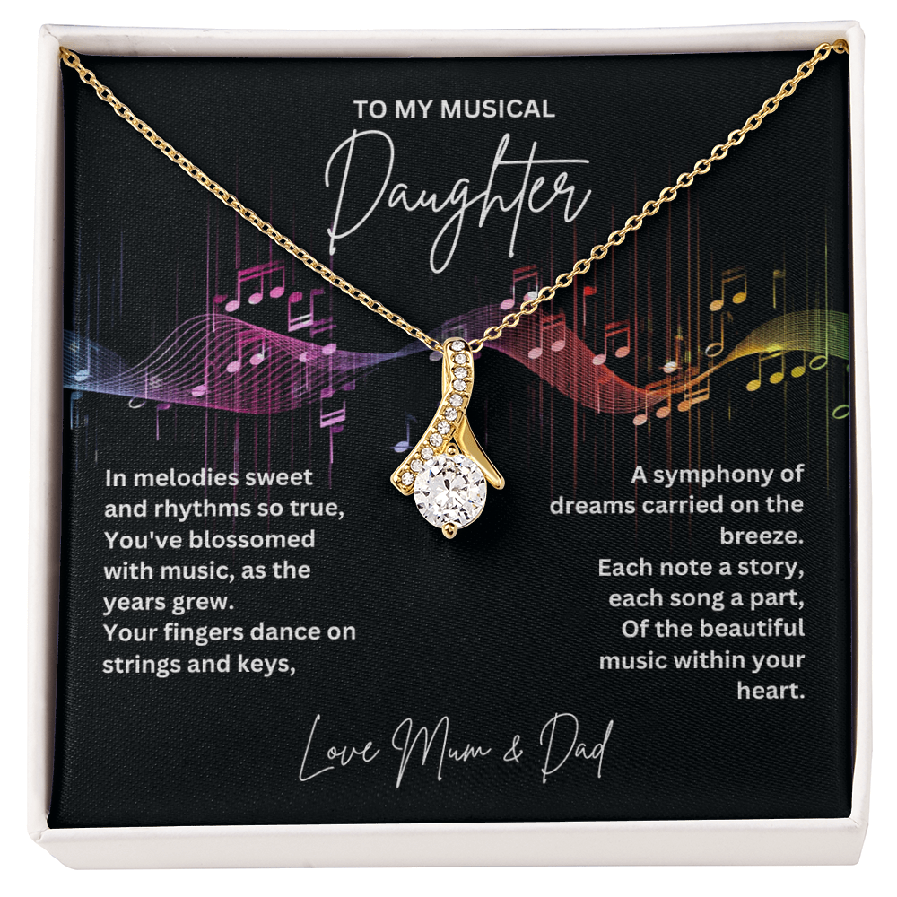 Gift For Musical Daughter - Sterling Silver Musical Note Necklace - Daughter Necklace - Personalised Gift From Mum and Dad - Mother And Daughter