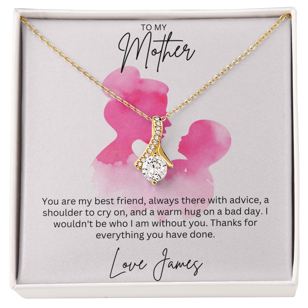 To My Mother - Sterling Silver Necklace With Personalised Custom Message Card - Gift from Son / Daughter