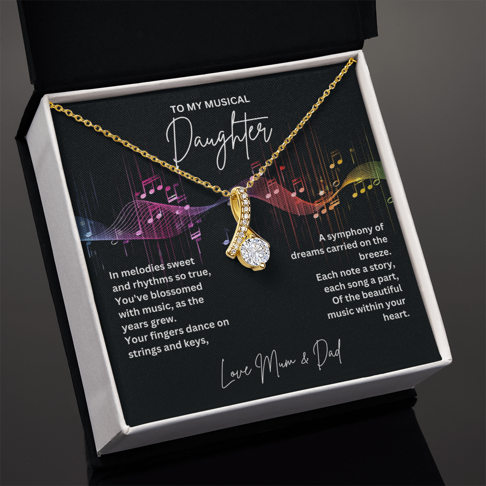 Gift For Musical Daughter - Sterling Silver Musical Note Necklace - Daughter Necklace - Personalised Gift From Mum and Dad - Mother And Daughter