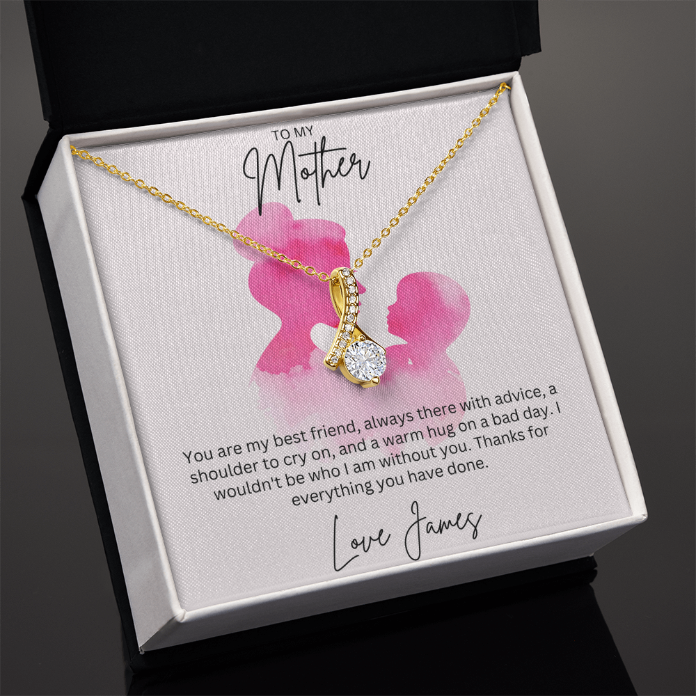 To My Mother - Sterling Silver Necklace With Personalised Custom Message Card - Gift from Son / Daughter