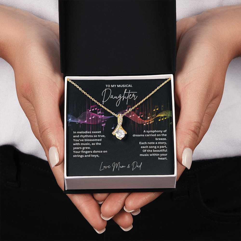 Gift For Musical Daughter - Sterling Silver Musical Note Necklace - Daughter Necklace - Personalised Gift From Mum and Dad - Mother And Daughter