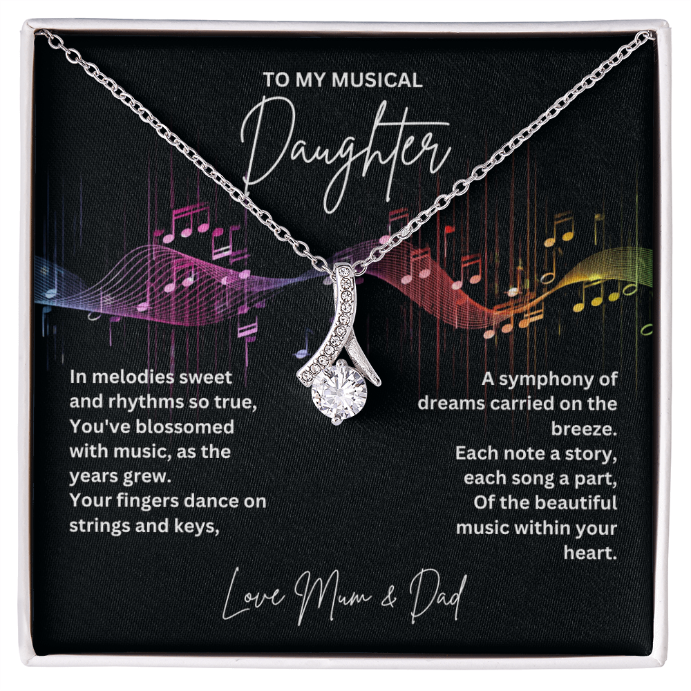 Gift For Musical Daughter - Sterling Silver Musical Note Necklace - Daughter Necklace - Personalised Gift From Mum and Dad - Mother And Daughter