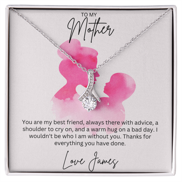 To My Mother - Sterling Silver Necklace With Personalised Custom Message Card - Gift from Son / Daughter