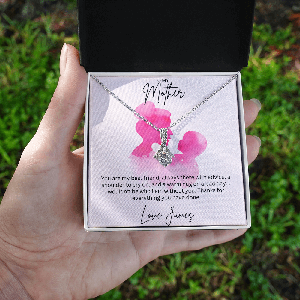 To My Mother - Sterling Silver Necklace With Personalised Custom Message Card - Gift from Son / Daughter
