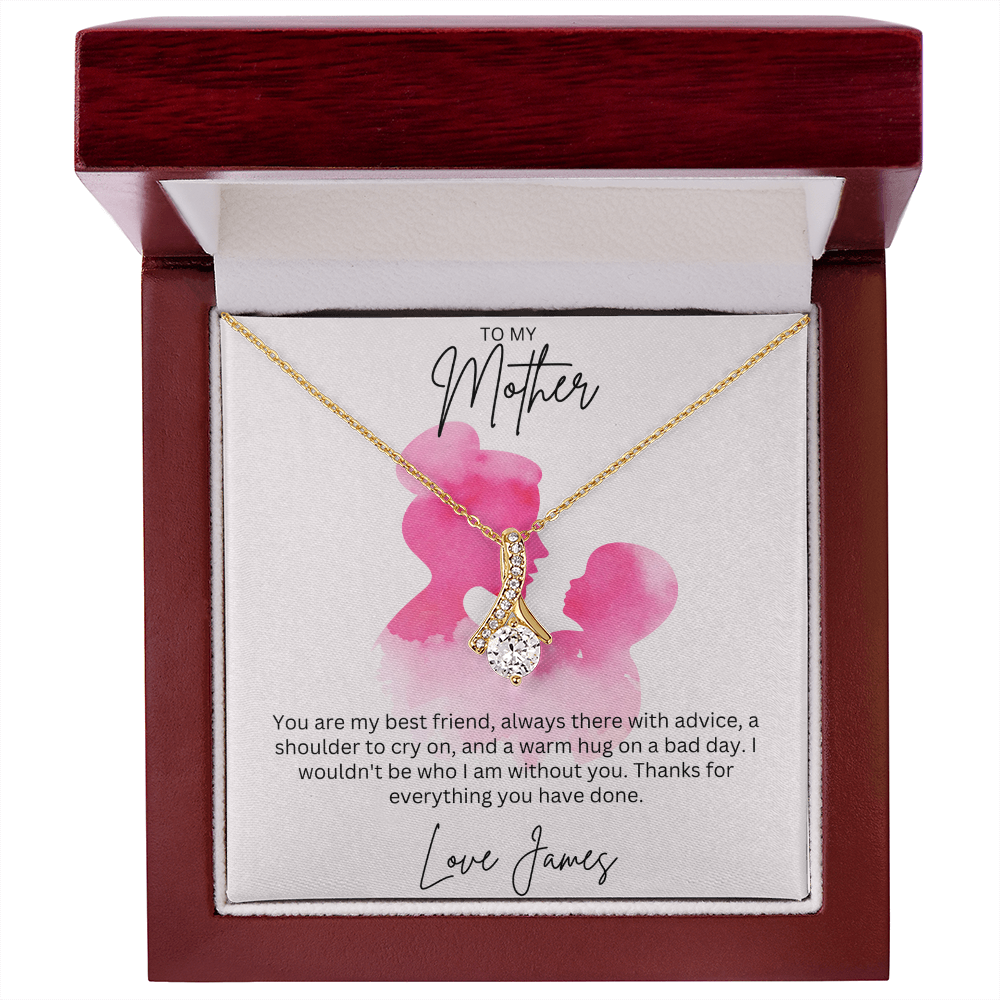 To My Mother - Sterling Silver Necklace With Personalised Custom Message Card - Gift from Son / Daughter