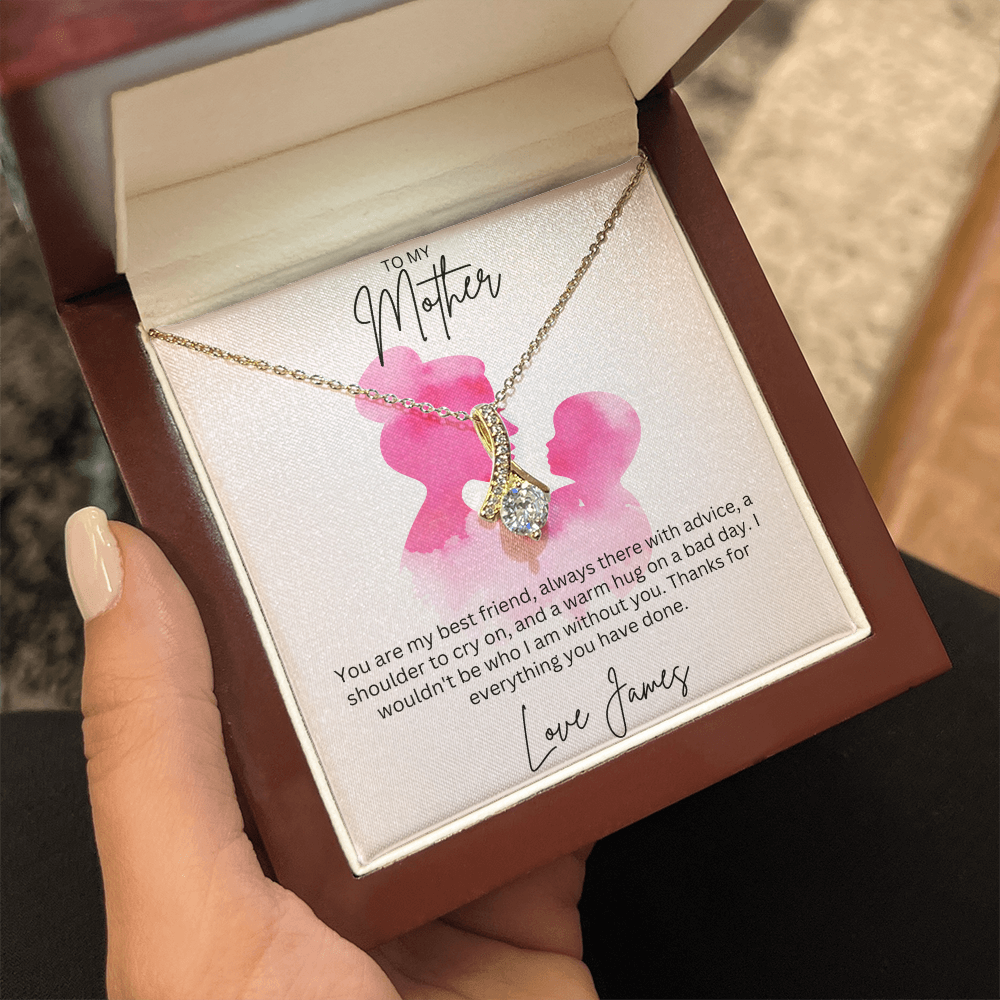 To My Mother - Sterling Silver Necklace With Personalised Custom Message Card - Gift from Son / Daughter