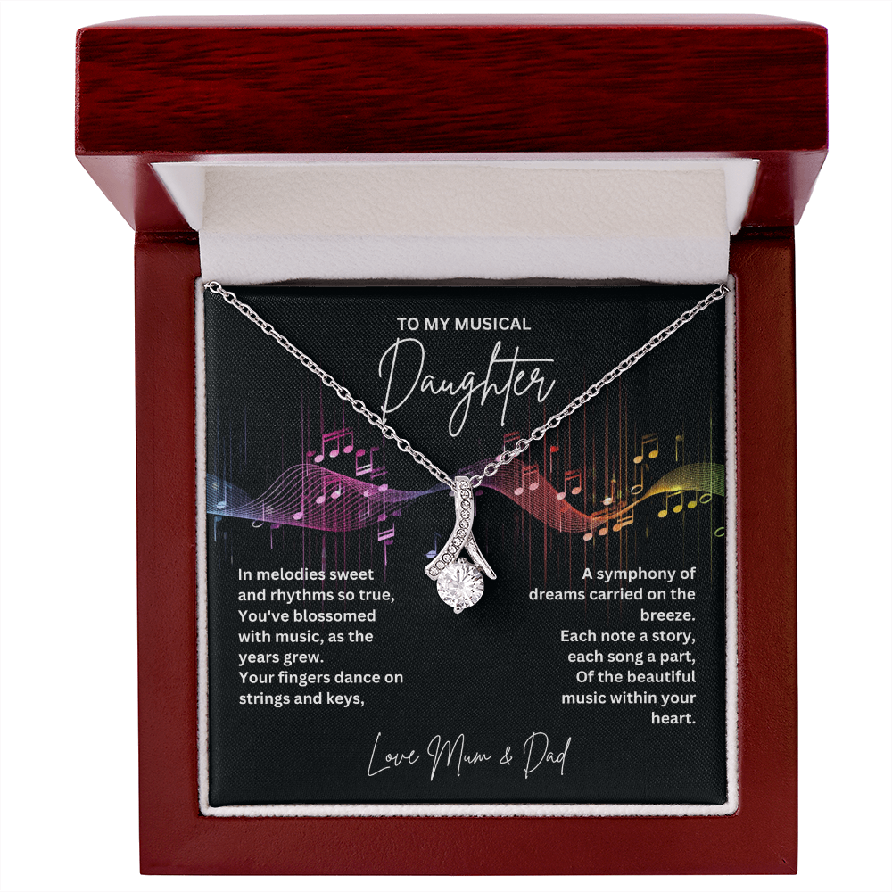 Gift For Musical Daughter - Sterling Silver Musical Note Necklace - Daughter Necklace - Personalised Gift From Mum and Dad - Mother And Daughter