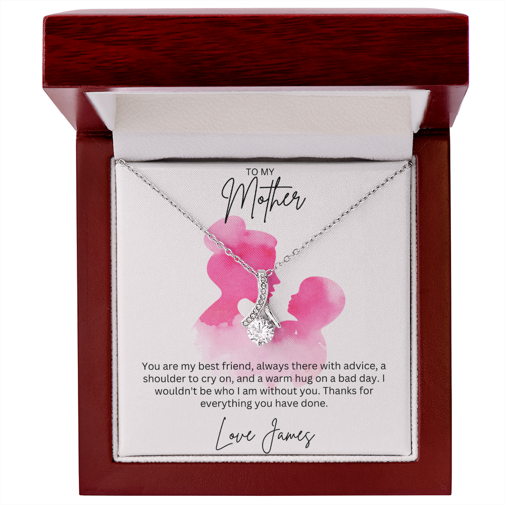 To My Mother - Sterling Silver Necklace With Personalised Custom Message Card - Gift from Son / Daughter